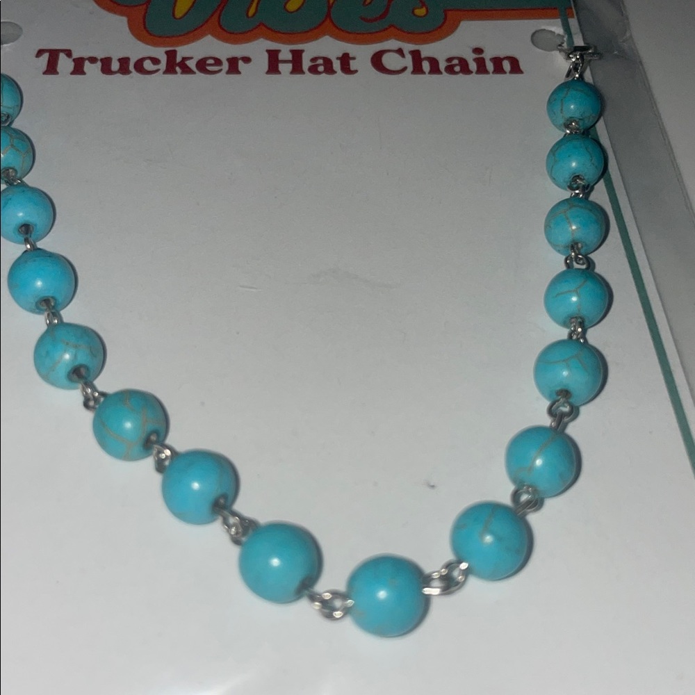 Turquoise Beaded Trucker Hat Chain